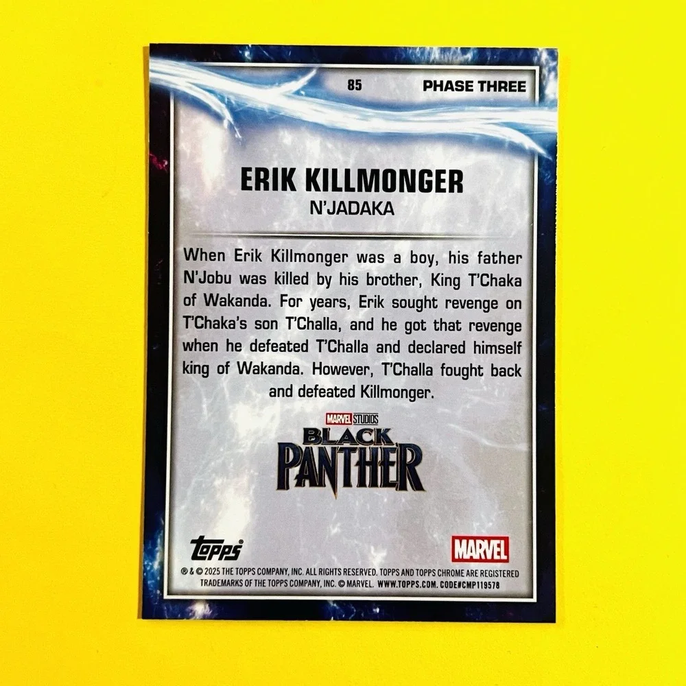2025 Topps Chrome Marvel Studios N'Jadaka Erik‎ Killmonger #85